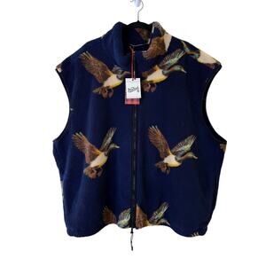 NWT Woolrich x Target Adult Duck Print Fleece Vest Blue Zipper Unisexx XXL 2XL